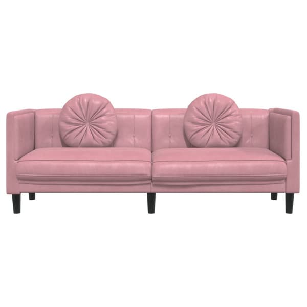 Soffa med kuddar 3-sits rosa sammet