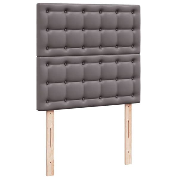 Ramsäng med madrass grå 100x200 cm konstläder