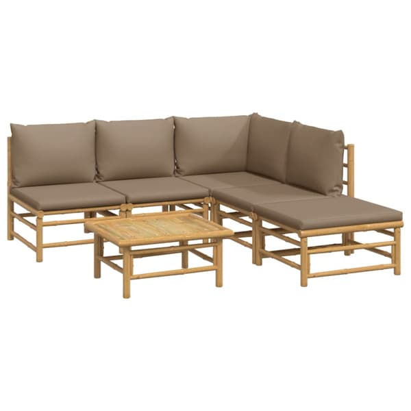 Loungegrupp 6 delar taupe dynor bambu