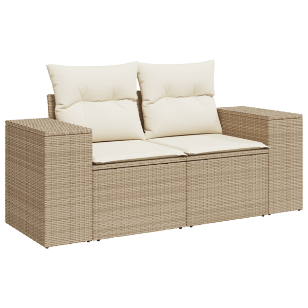 Trädgårdsoffset 9 pcs Beige och gräddfärgad Poly Rattan