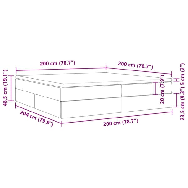 Förvaringssäng med madrass Mörkgrå 200 x 200 cm Sammet
