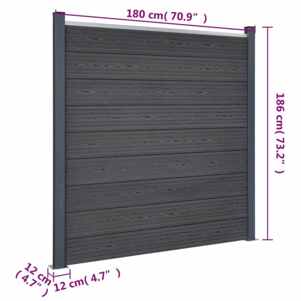 Staketpanel grå 699x186 cm WPC