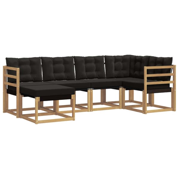 Utomhussoffset med kudde 6 pcs Vit och svart