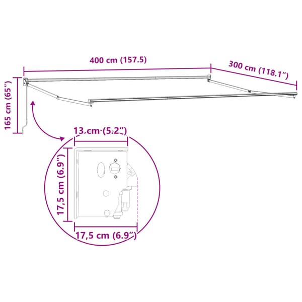 Utfällbar markis Grön och Vit 400 × 300 cm