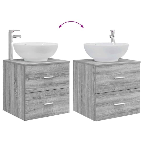 Badrumsmöbelset 2 pcs Grå Sonoma Konstruerat trä