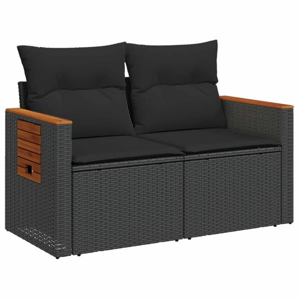 Soffset 5 st Svart Poly Rattan och stål