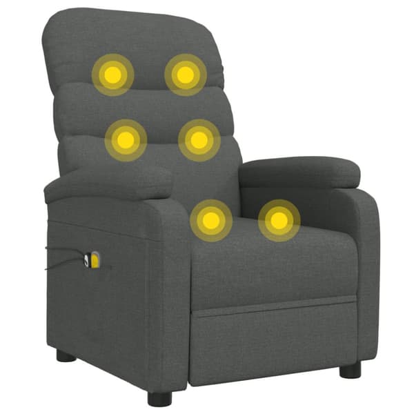 Elektrisk massagefåtölj mörkgrå tyg