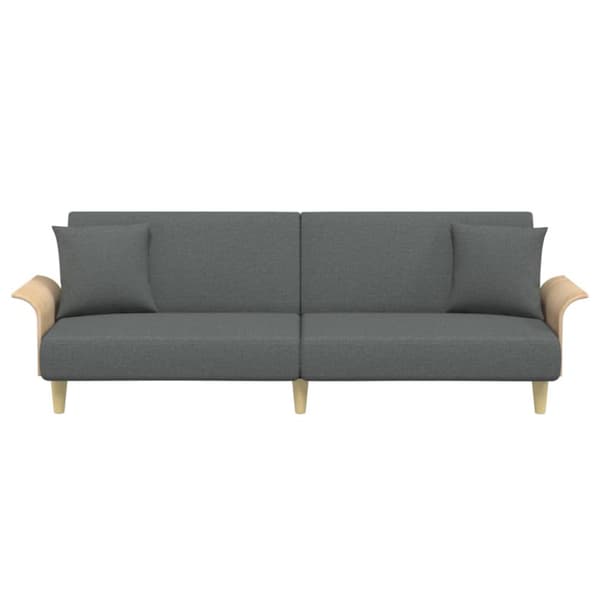 Bäddsoffa med armstöd mörkgrå tyg