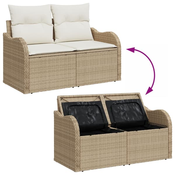 Trädgårdsoffset 11 st Beige Poly rattan