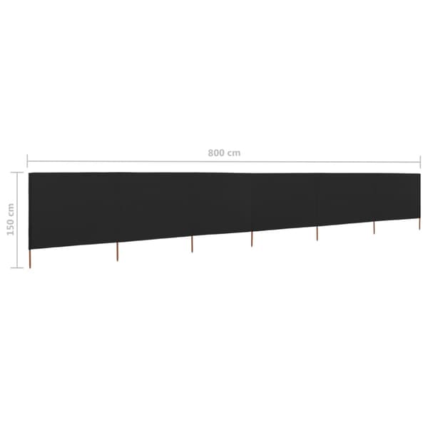 Vindskydd 6 paneler tyg 800x120 cm svart