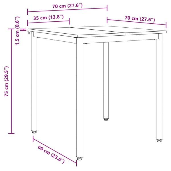 Matbord 70 x 70 x 75 cm METALL