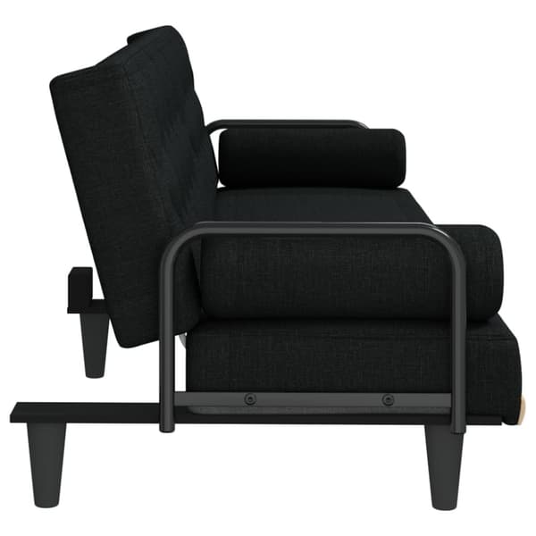 Bäddsoffa med armstöd svart tyg