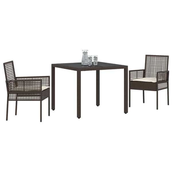 Trädgårdsmöbelset 3 pcs Brun konstrotting