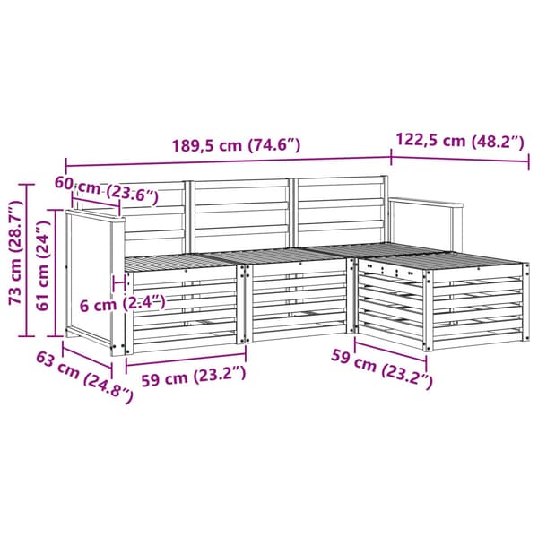 Utomhussoffset 4 pcs Naturlig