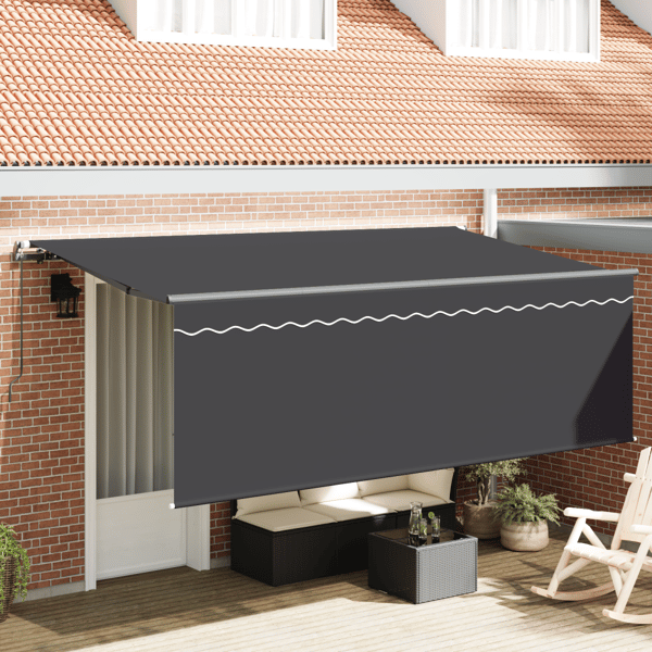 Utfällbar markis Antracit 400 x 200 cm Polyester och aluminium