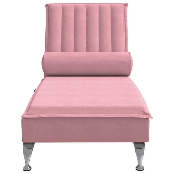 Massageschäslong med bolster rosa sammet