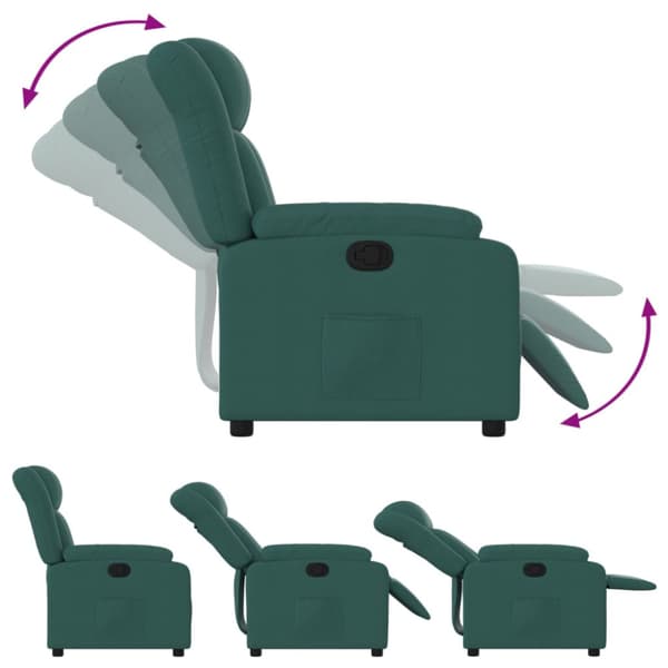 Reclinerfåtölj mörkgrön tyg