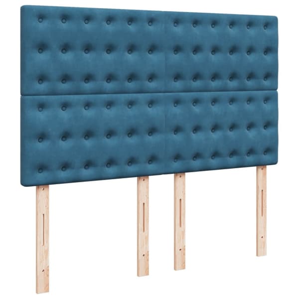 Ramsäng med madrass mörkblå 140x200 cm sammet