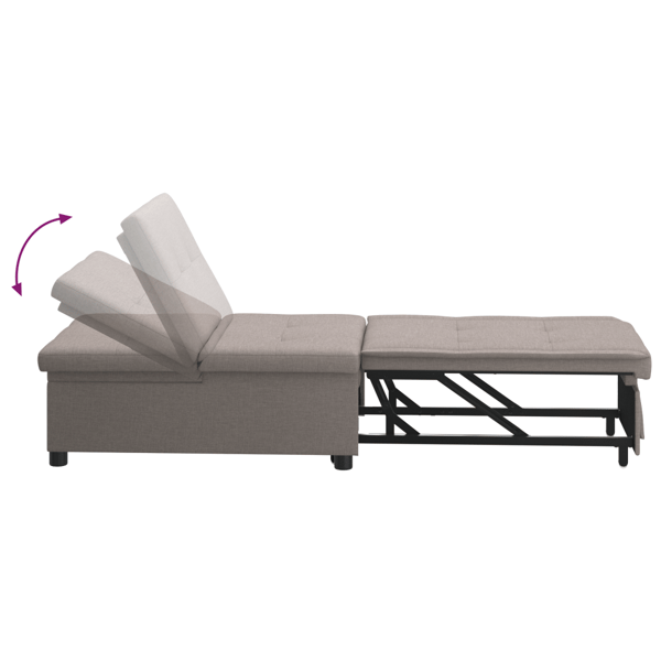 Pull Out Sofa Bed Taupe 194 x 50 x 82 cm tyg