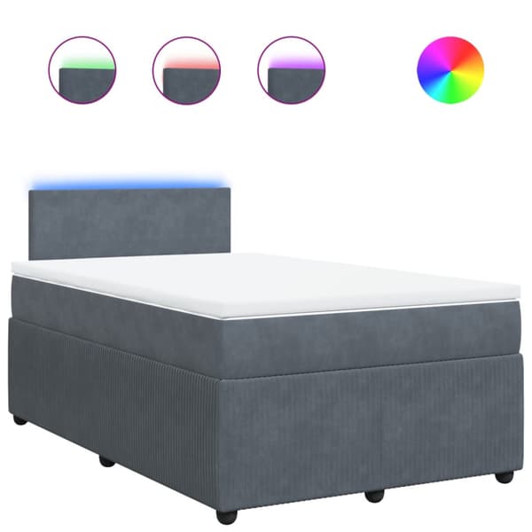 Ramsäng med madrass mörkgrå 120x190 cm sammet