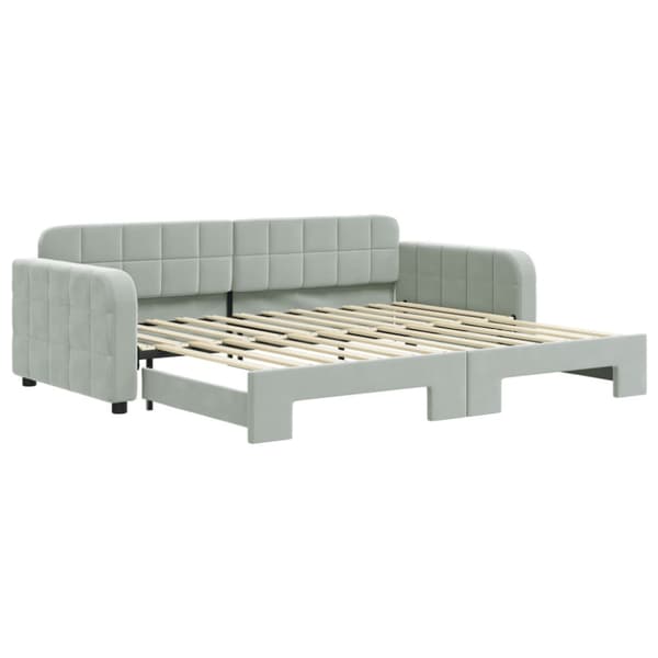 Dagbädd utdragbar ljusgrå 90x200 cm sammet