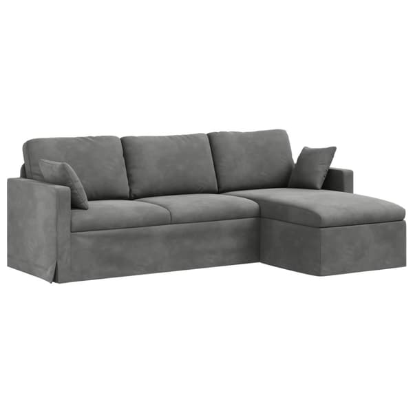 Soffa Mörkgrå 228 x 134 x 80 cm Sammet
