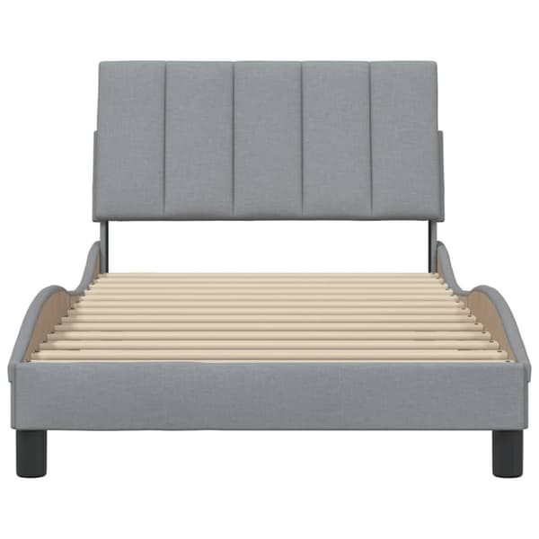 Bed Frame without Mattress "Hanko" Light Grey 100x200 cm Fabric