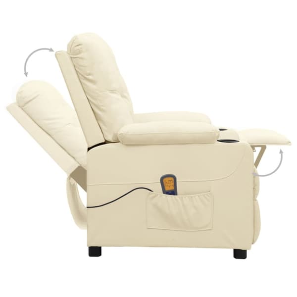 Massagefåtölj gräddvit konstläder