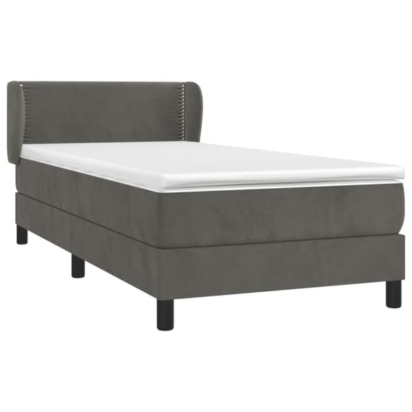Ramsäng med madrass mörkgrå 100x200 cm sammet