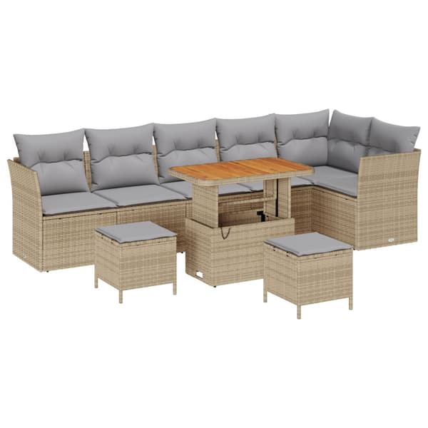 Trädgårdsoffset 8 pcs Beige konstrotting