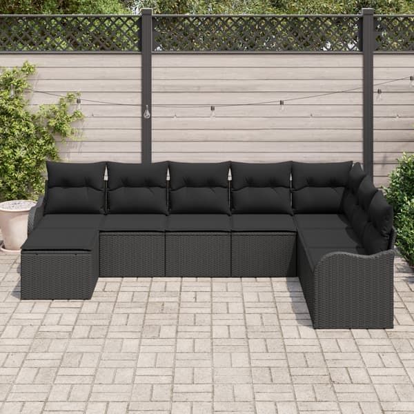 Trädgårdsoffset 8 pcs Svart konstrotting