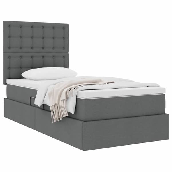 Förvaringssäng med madrass Mörkgrå 100 x 200 cm Polyester
