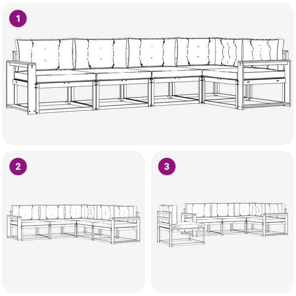 Utomhussoffset med kudde 4 pcs Vit och ljusgrå Polyester