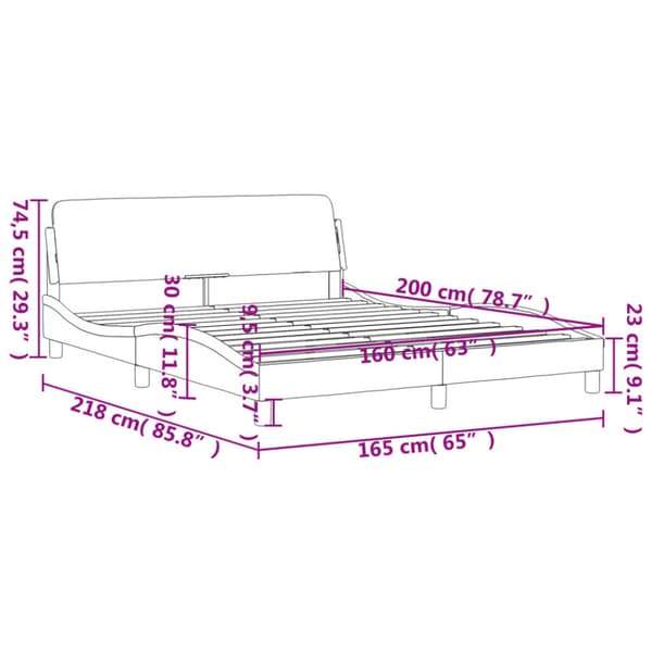 Bed Frame "Dover" Taupe 160x200 cm Fabric