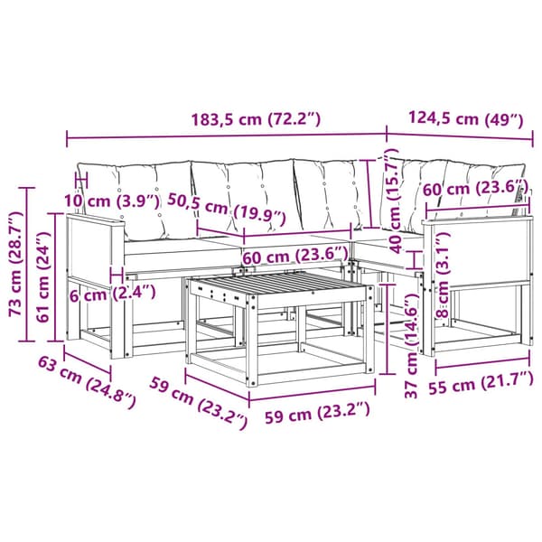 Utomhussoffset med kudde 5 pcs Naturlig och Grädde