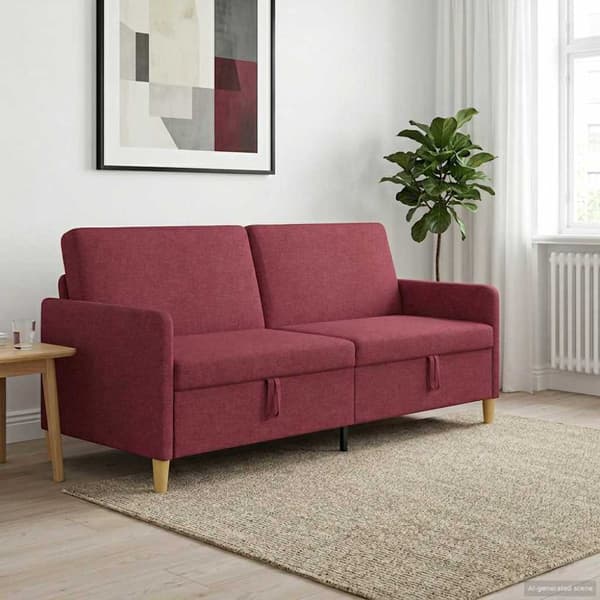 Soffa med förvaring Vinröd 192 x 78 x 87 cm Polyester