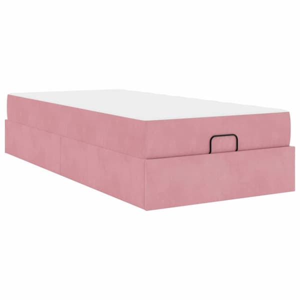 Sängram med madrass 2 pcs Rosa Sammet