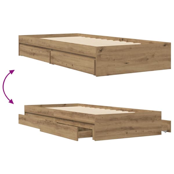 Sängram med förvaring Artisan-ek 80 x 200 cm Konstruerat trä