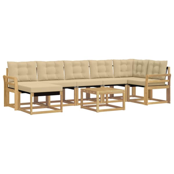 Utomhussoffset med kudde 8 pcs Vit och Beige