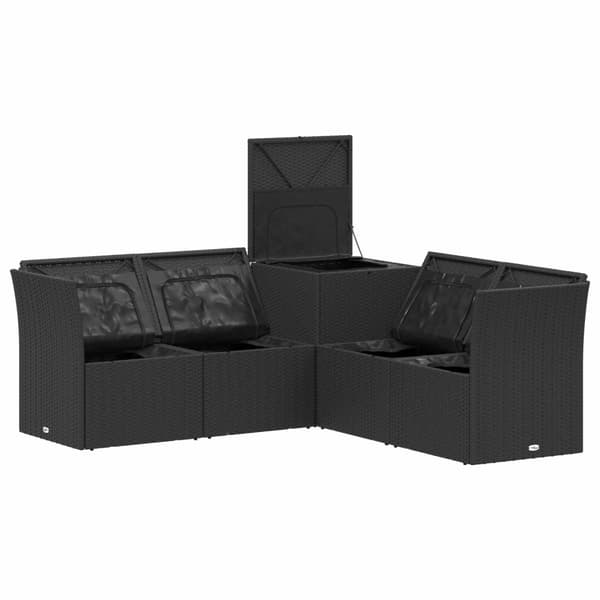 Soffset 5 st Svart och krämvit Poly Rattan och stål