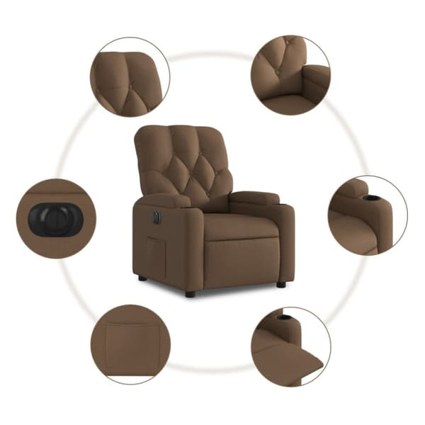 Elektrisk reclinerfåtölj Brun tyg