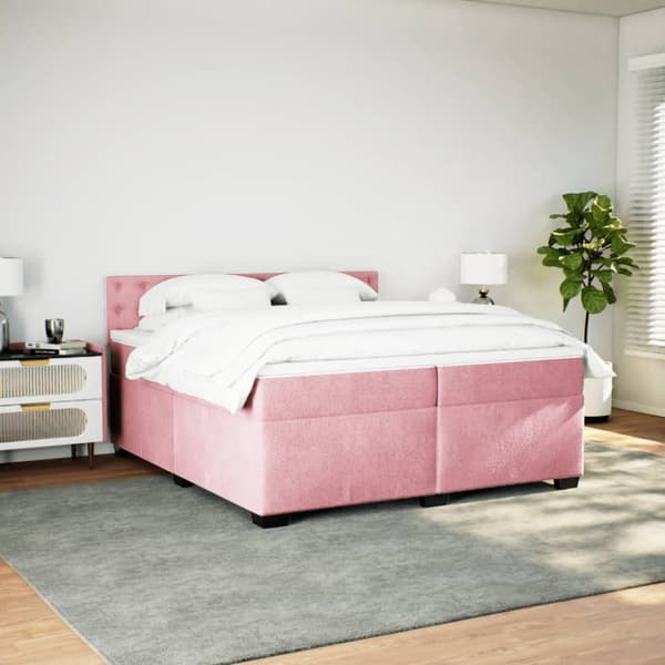Ramsäng med madrass rosa 200x200 cm sammet
