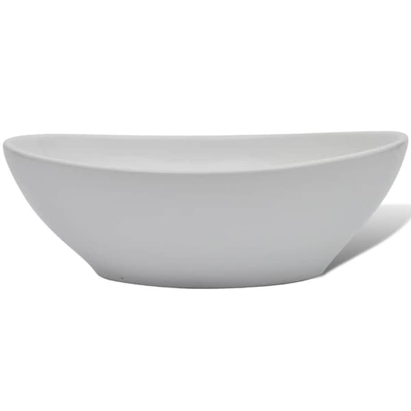 Handfat med blandare keramik oval vit