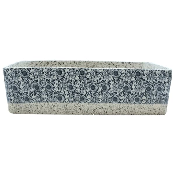 Handfat grå och blå rektangulär 46x35,5x13 cm keramik