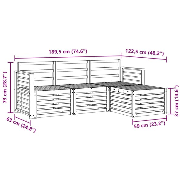 Utomhussoffset 4 pcs Vit Massivt Akaciaträ