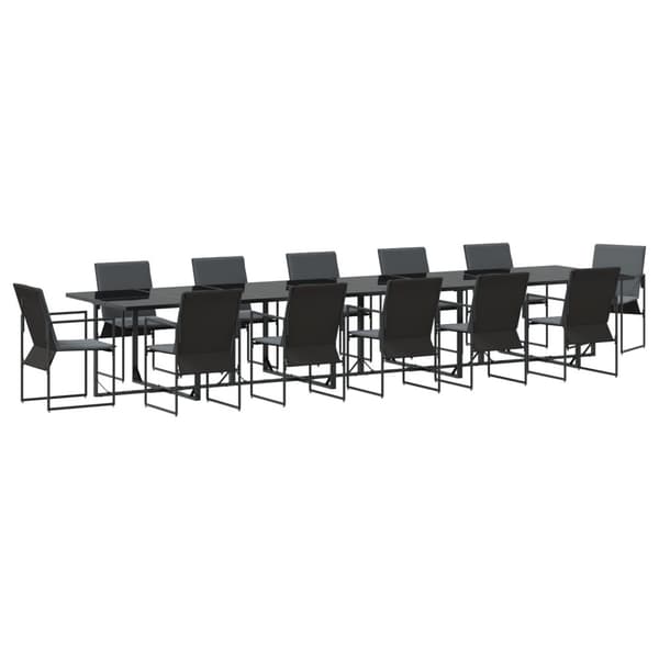 Trädgårdsmöbelset 13 pcs Svart Stål