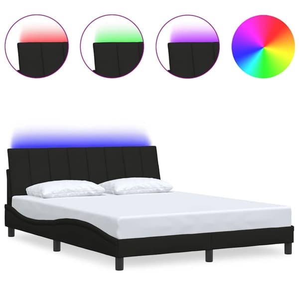 Bed Frame without Mattress "Hanko" Black 160x200cm Fabric