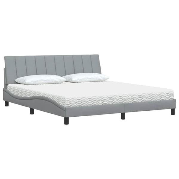 Bed with Mattress "Hanko" Light Grey 180x200 cm Fabric