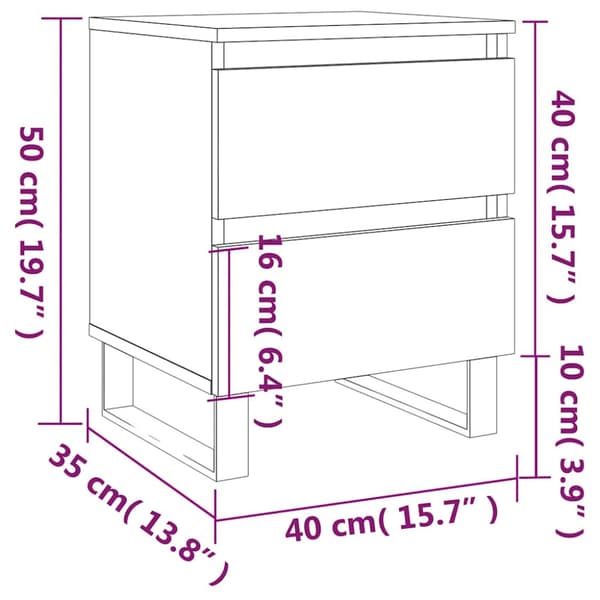 Sängbord vit 40x35x50 cm konstruerat trä