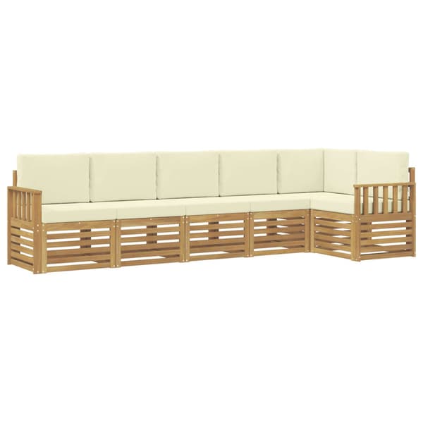 Utomhussoffset 6 pcs Vit och grädde 306 x 128,5 x 73 cm